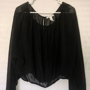 Black see-through long sleeve blouse